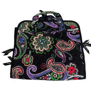 Vera Bradley Paisley Hanging Travel Organizer Quilted Toiletry Bag Black